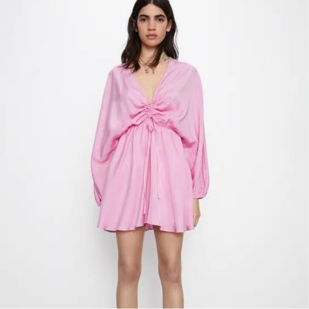 Pink, satin Zara mini dress